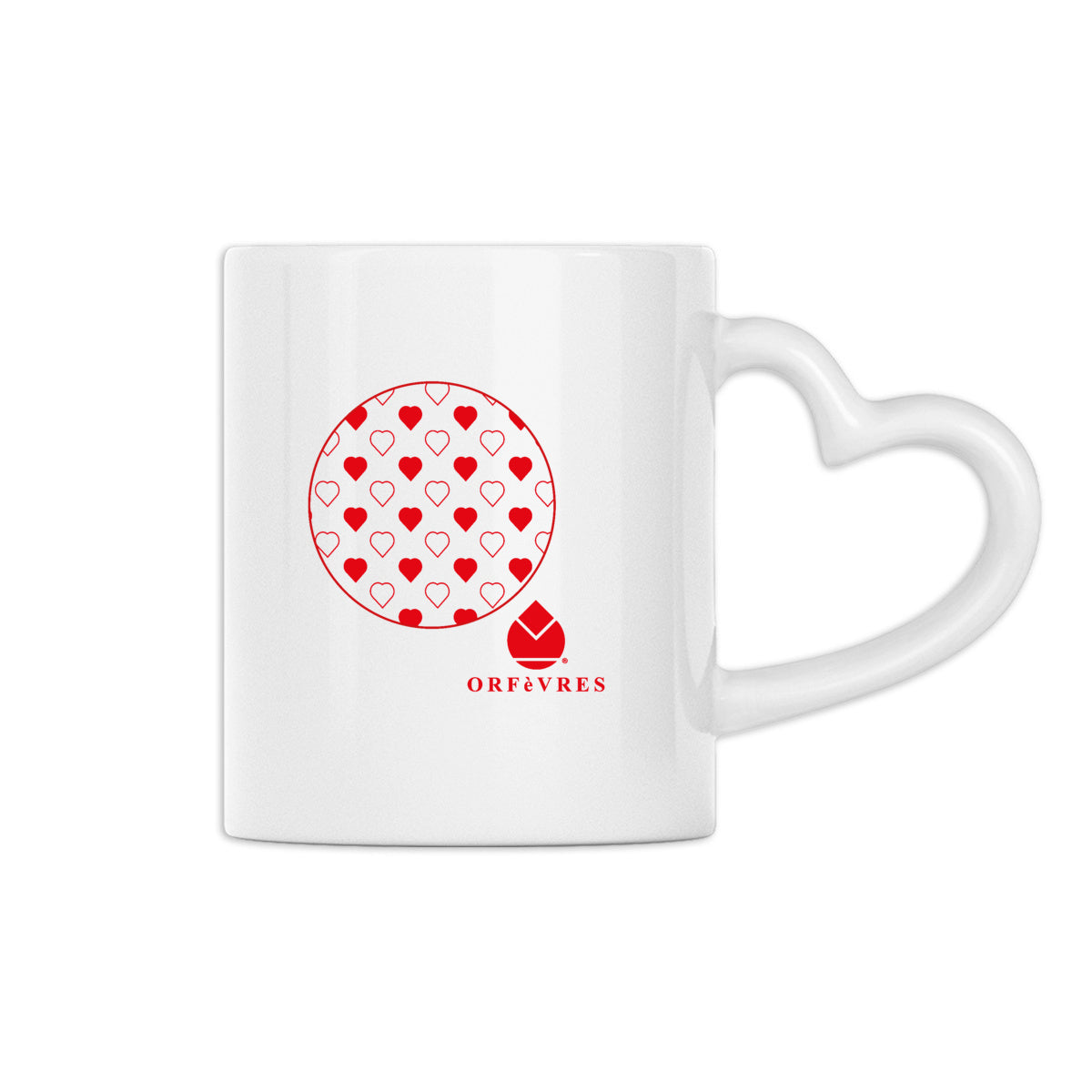 Mug à anse en forme de cœur Orfèvres Saint-valentin.