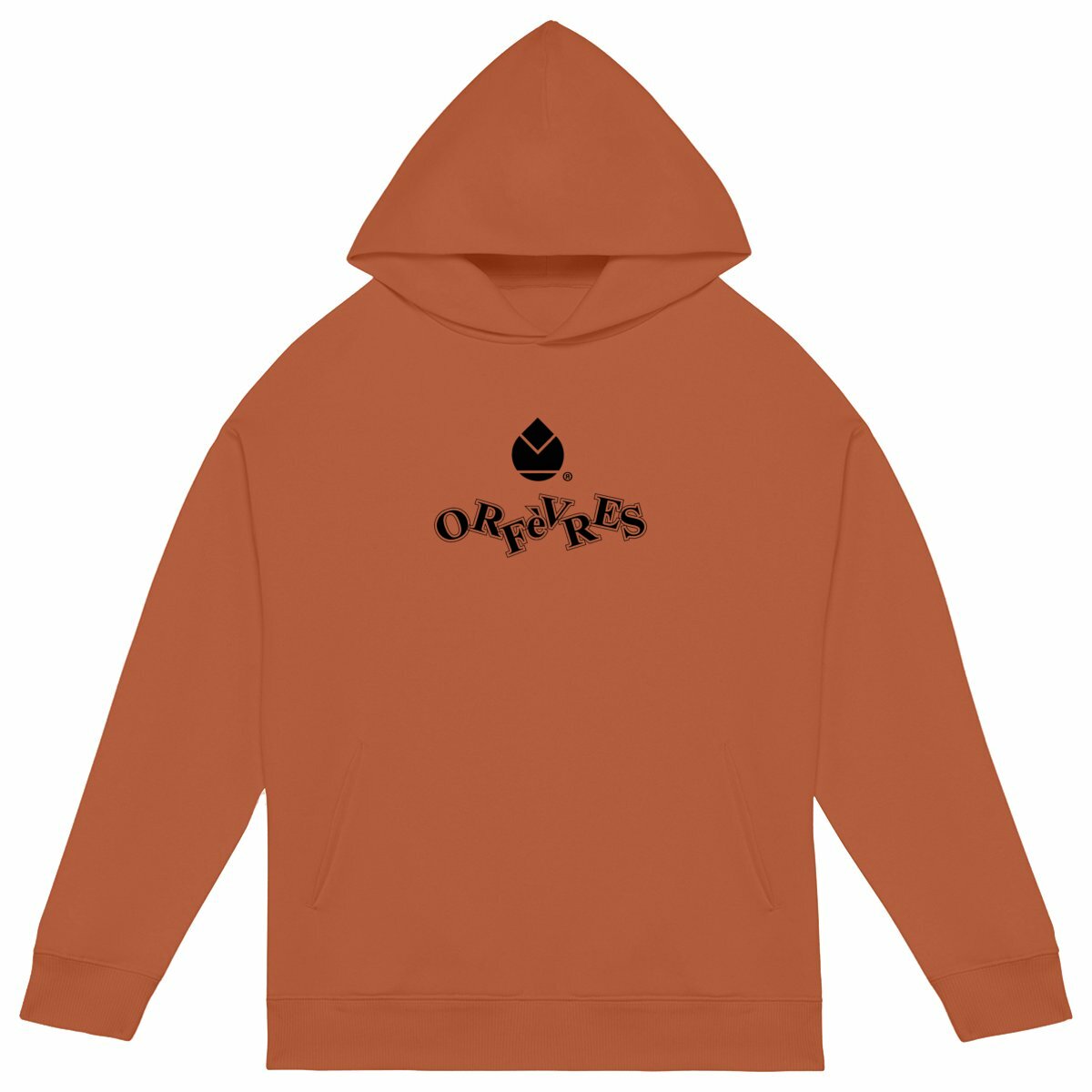 Sweat à capuche Unisexe Oversized Orfèvres North Fanny. Original. - face_orange