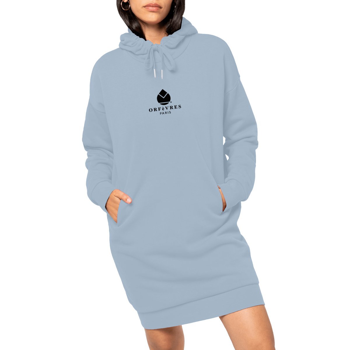 Premium + Orfvres Paris Women's Hooded Sweatshirt Dress. Blue / XS Premium + Orfvres Paris Women's Hooded Sweatshirt Dress. Blue / XS
