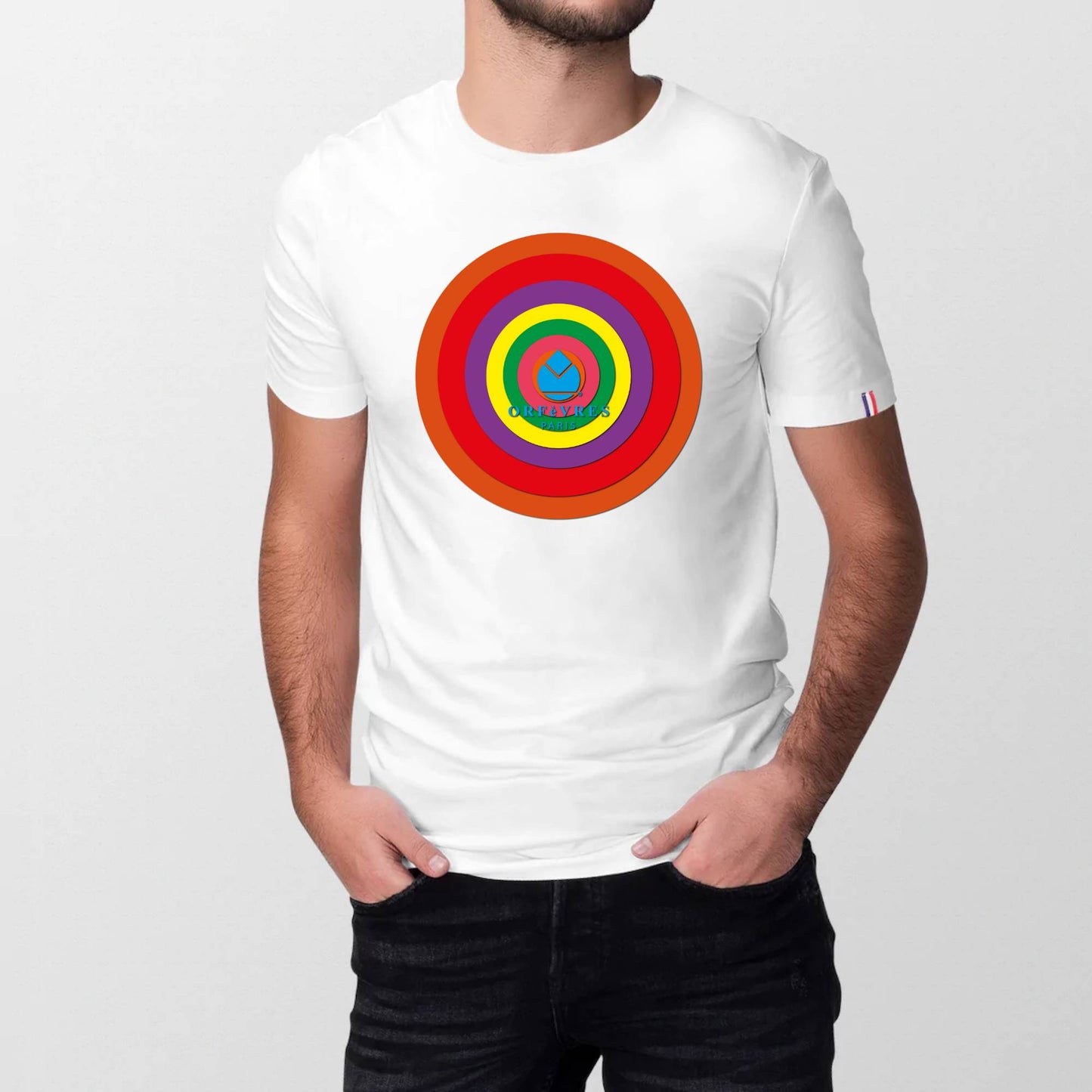 100% organic cotton T-shirt made in France Orfèvres Paris Cercles colors tunes.