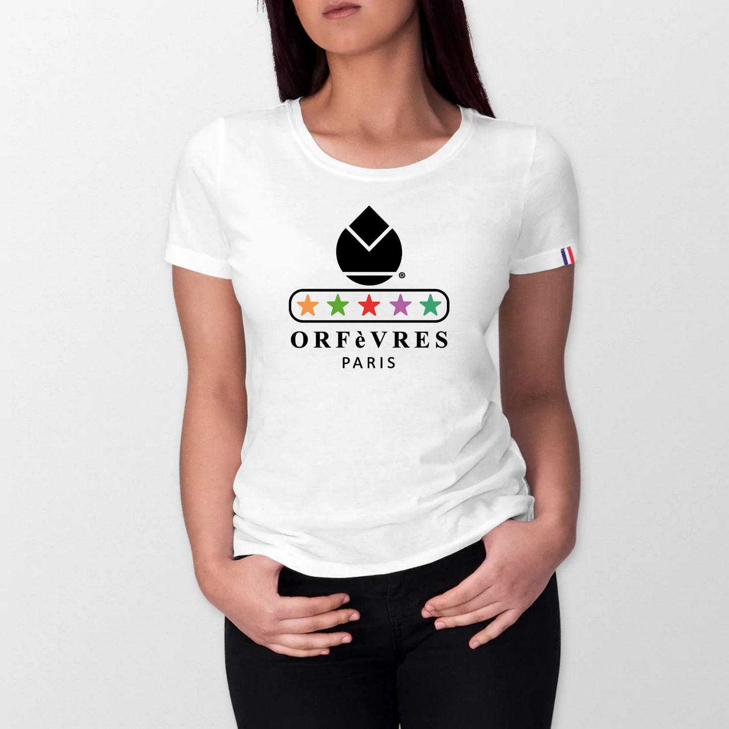 100% organic cotton T-shirt made in France Orfèvres
Multi-colored star.