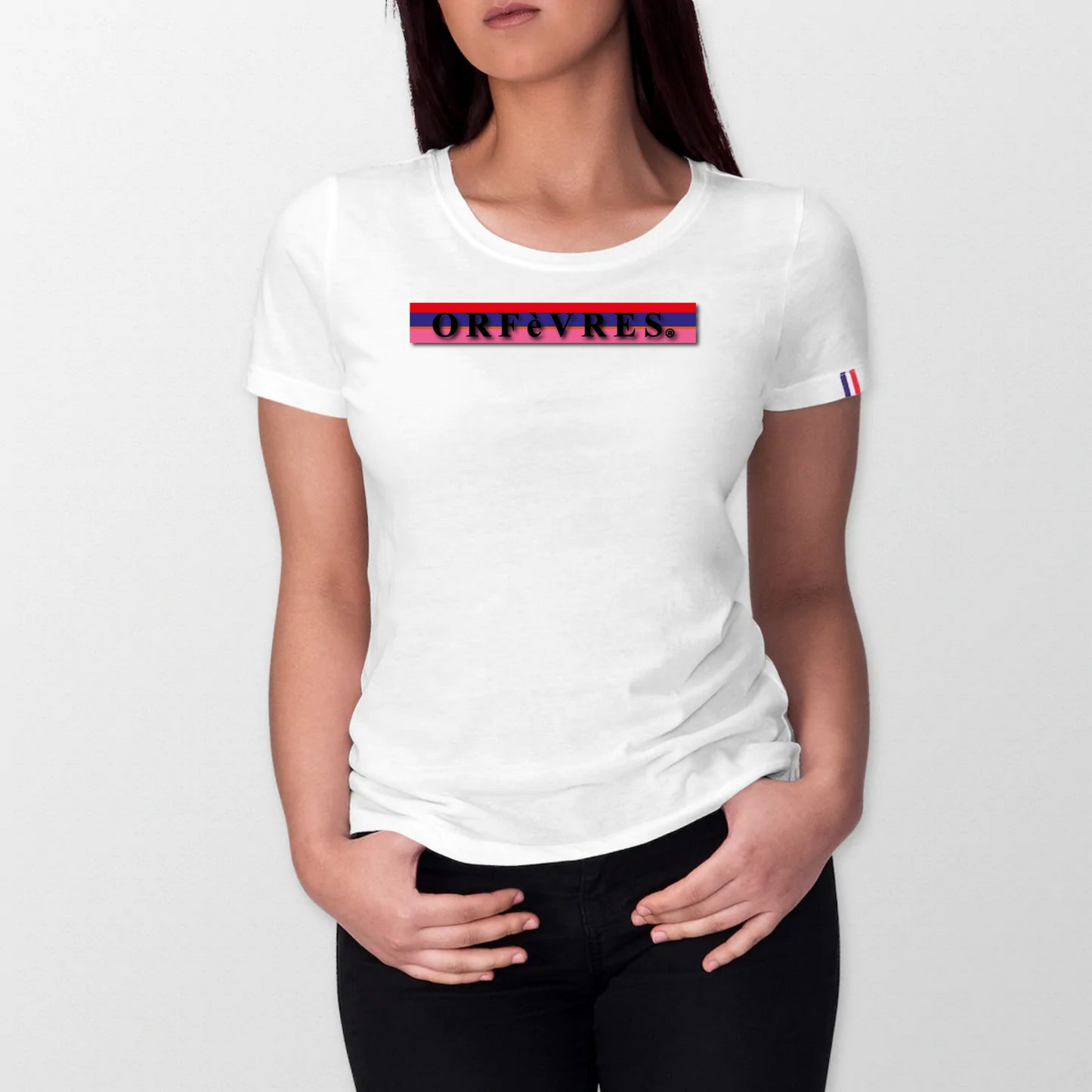 100% organic cotton T-shirt made in France Orfèvres
Magenta Pink/Blue.
