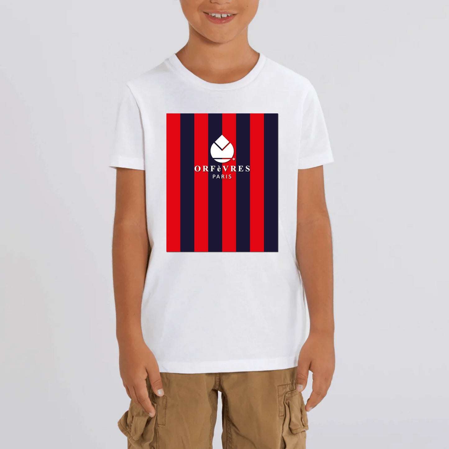 100% organic cotton T-shirt Orfèvres Paris
Blue Red Barrio.