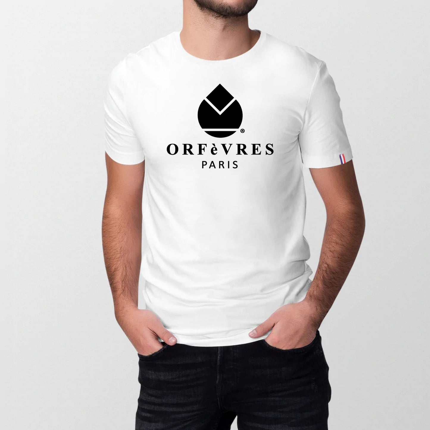 100% organic cotton T-shirt made in France Orfèvres Paris Black color.