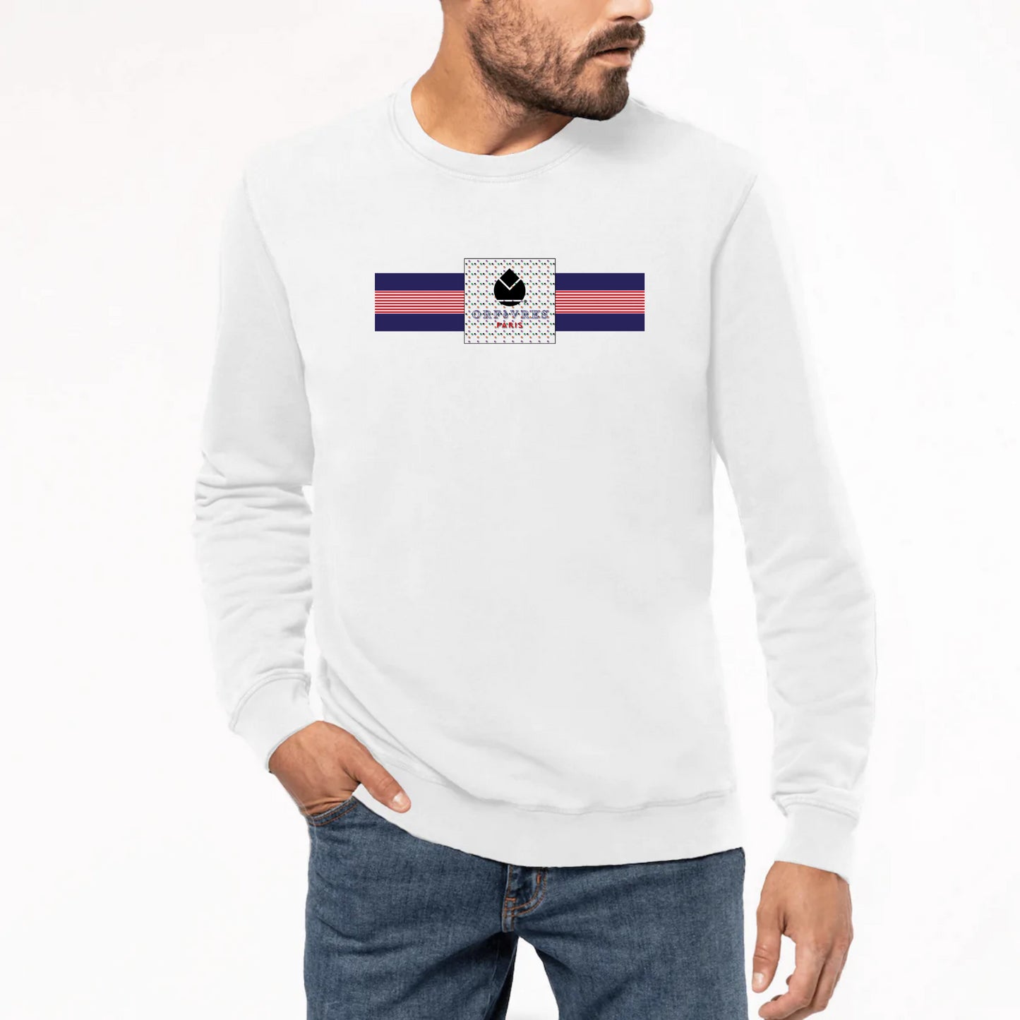 Sudadera unisex premium azul francés Orfèvres Paris.
