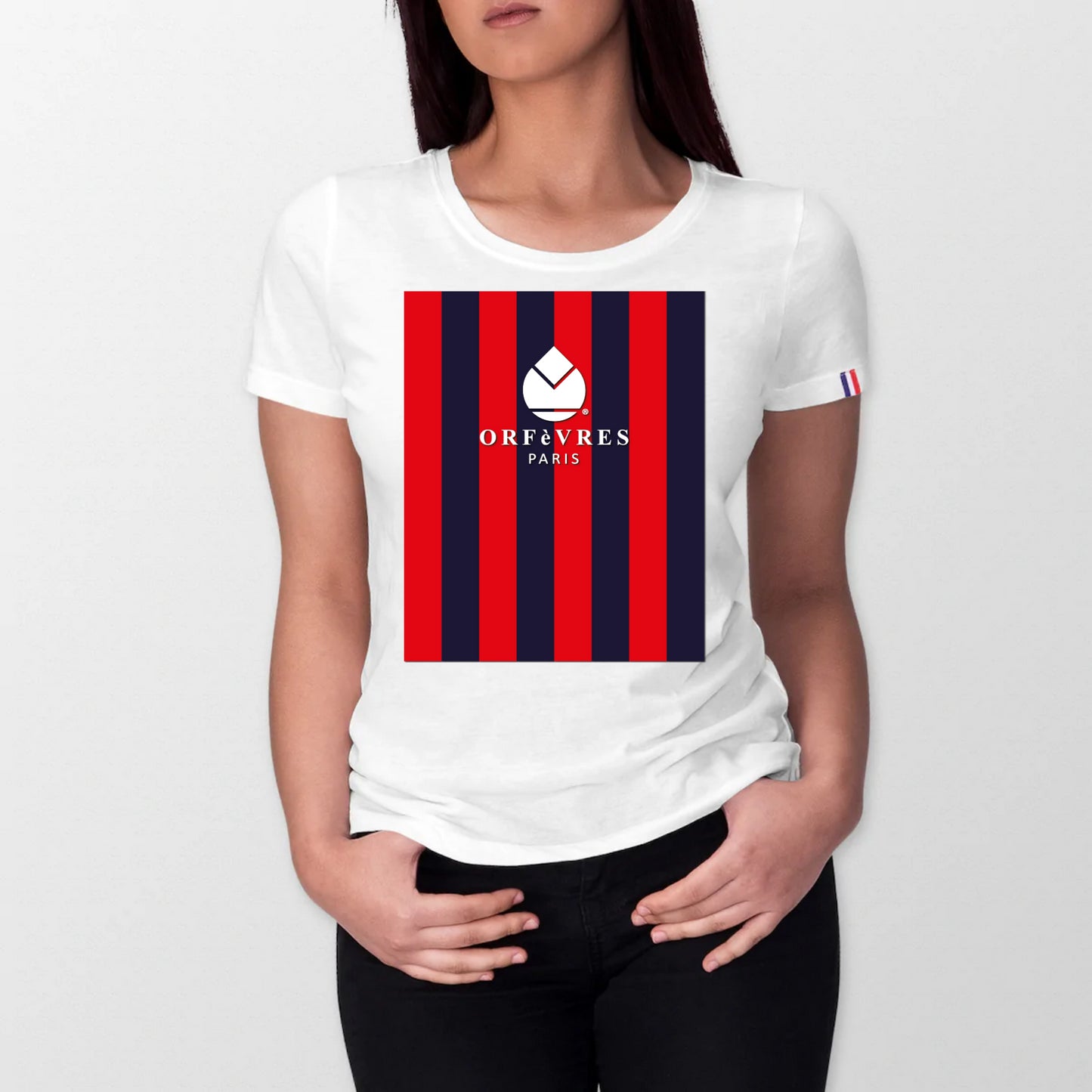 100% organic cotton T-shirt made in France Orfèvres Paris
Blue/Red Barrio.