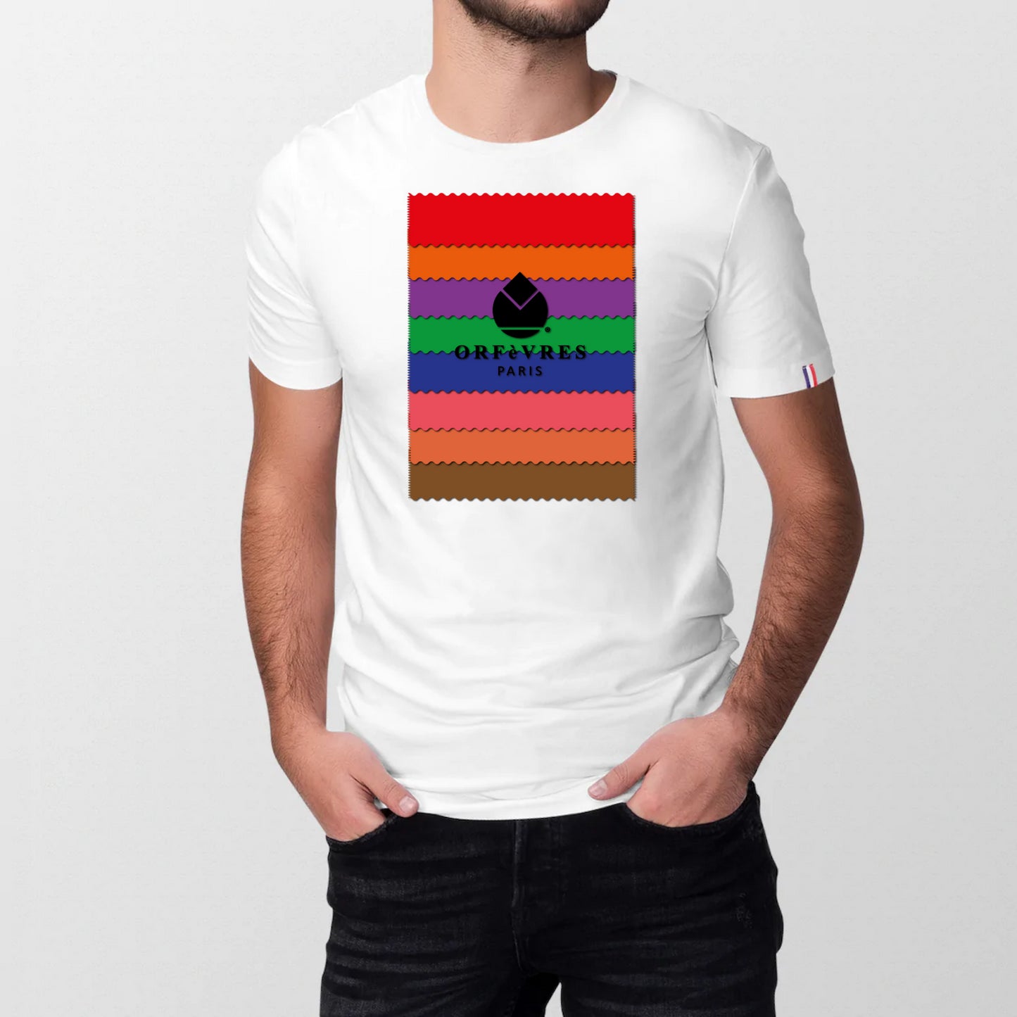 100% organic cotton T-shirt made in France Orfèvres Paris Waves colors.