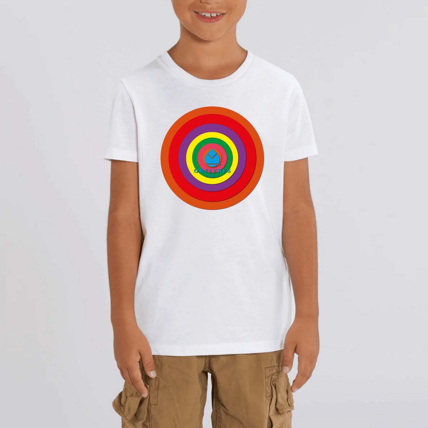 100% organic cotton T-shirt Orfèvres Paris
Circles colors tunes.