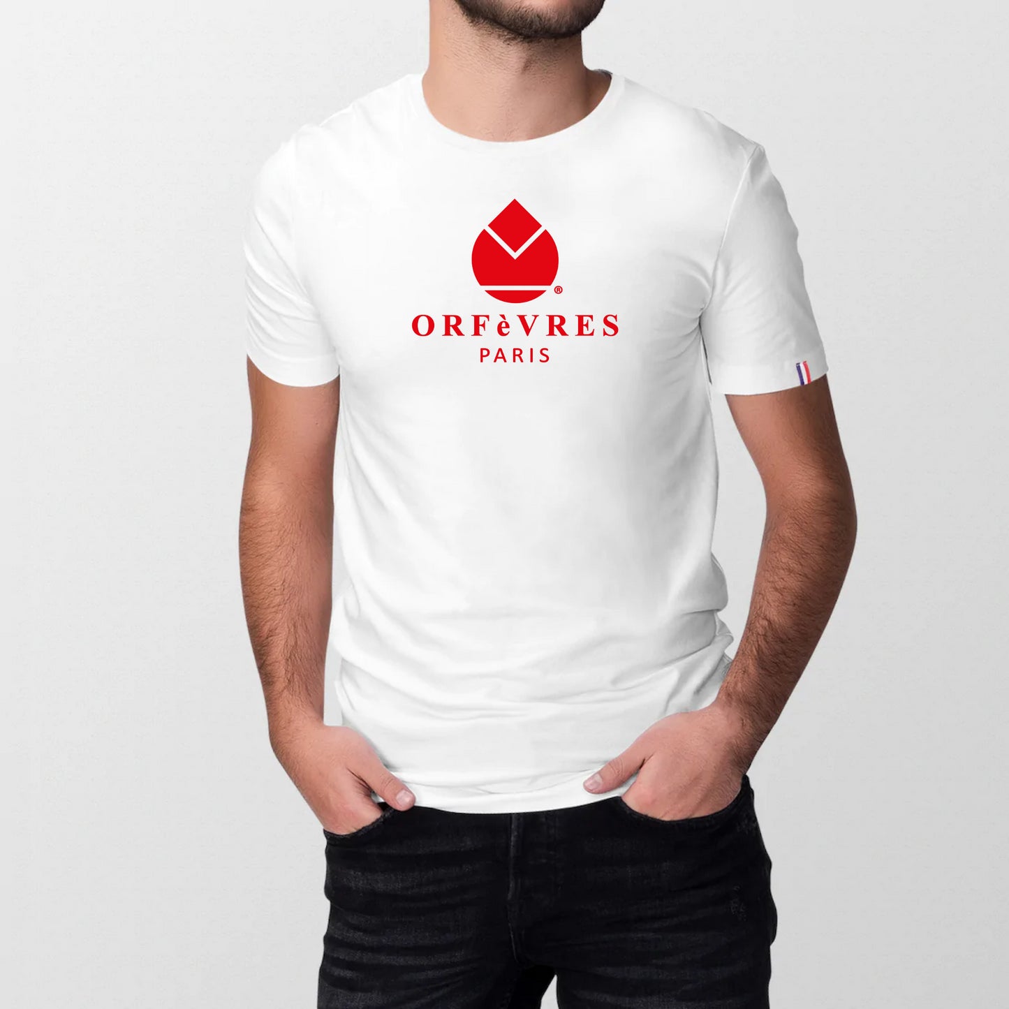 100% organic cotton T-shirt made in France Orfèvres Paris Color Red.