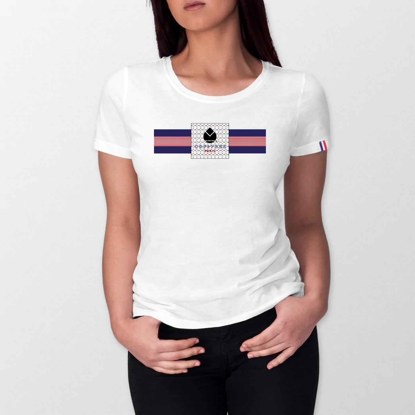 100% organic cotton T-shirt made in France Orfèvres Paris French blue.
