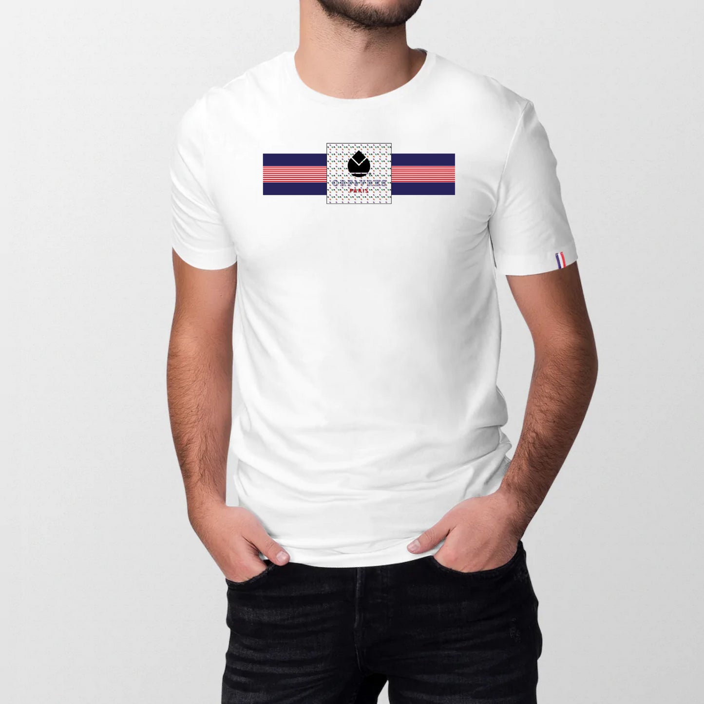 100% organic cotton T-shirt made in France Orfèvres Paris French blue.