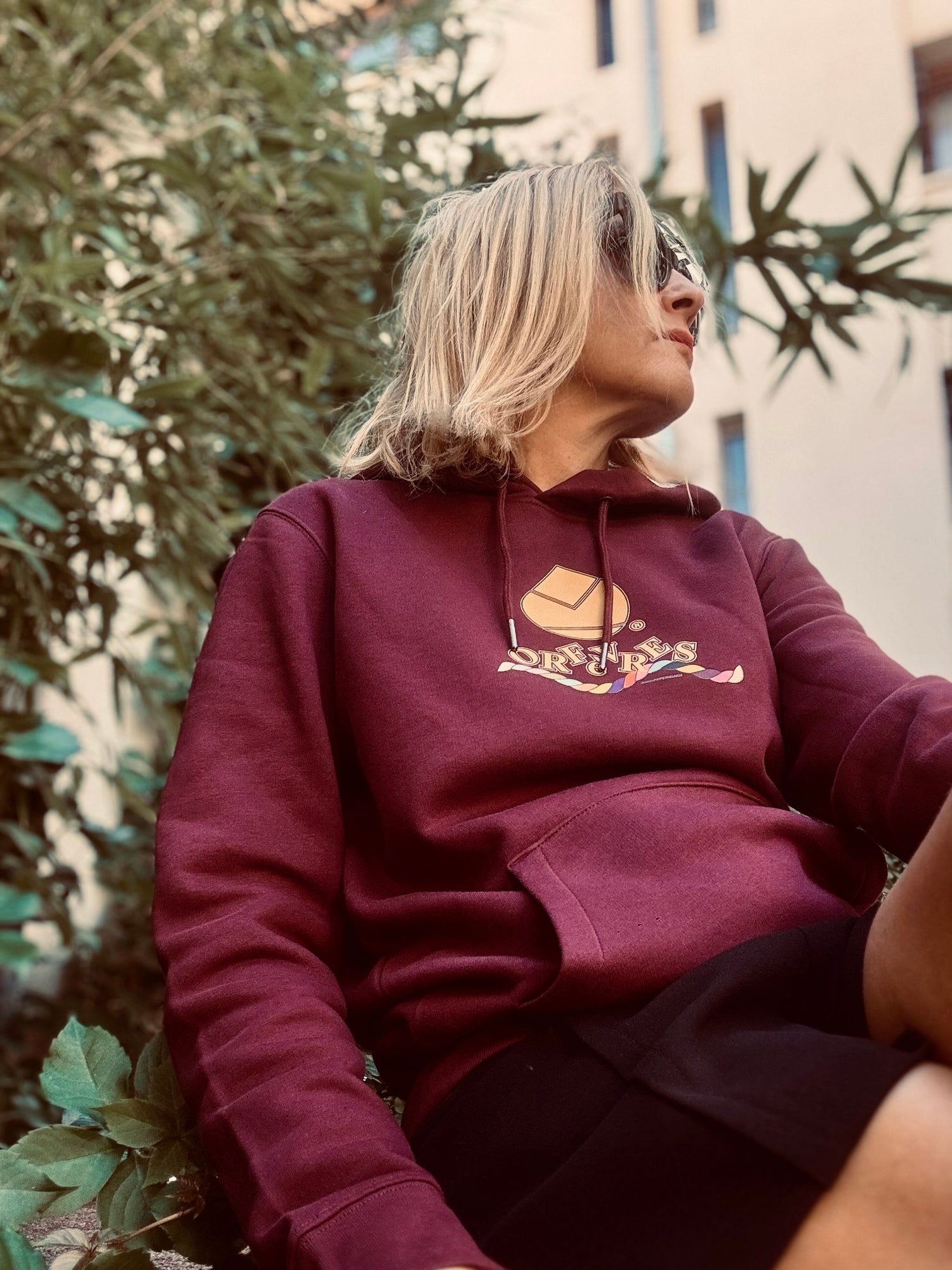 Sweat à capuche Epais Unisexe Orfèvres Orange Rainbow.