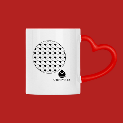 Orfèvres Saint-Valentin heart-shaped handle mug.
