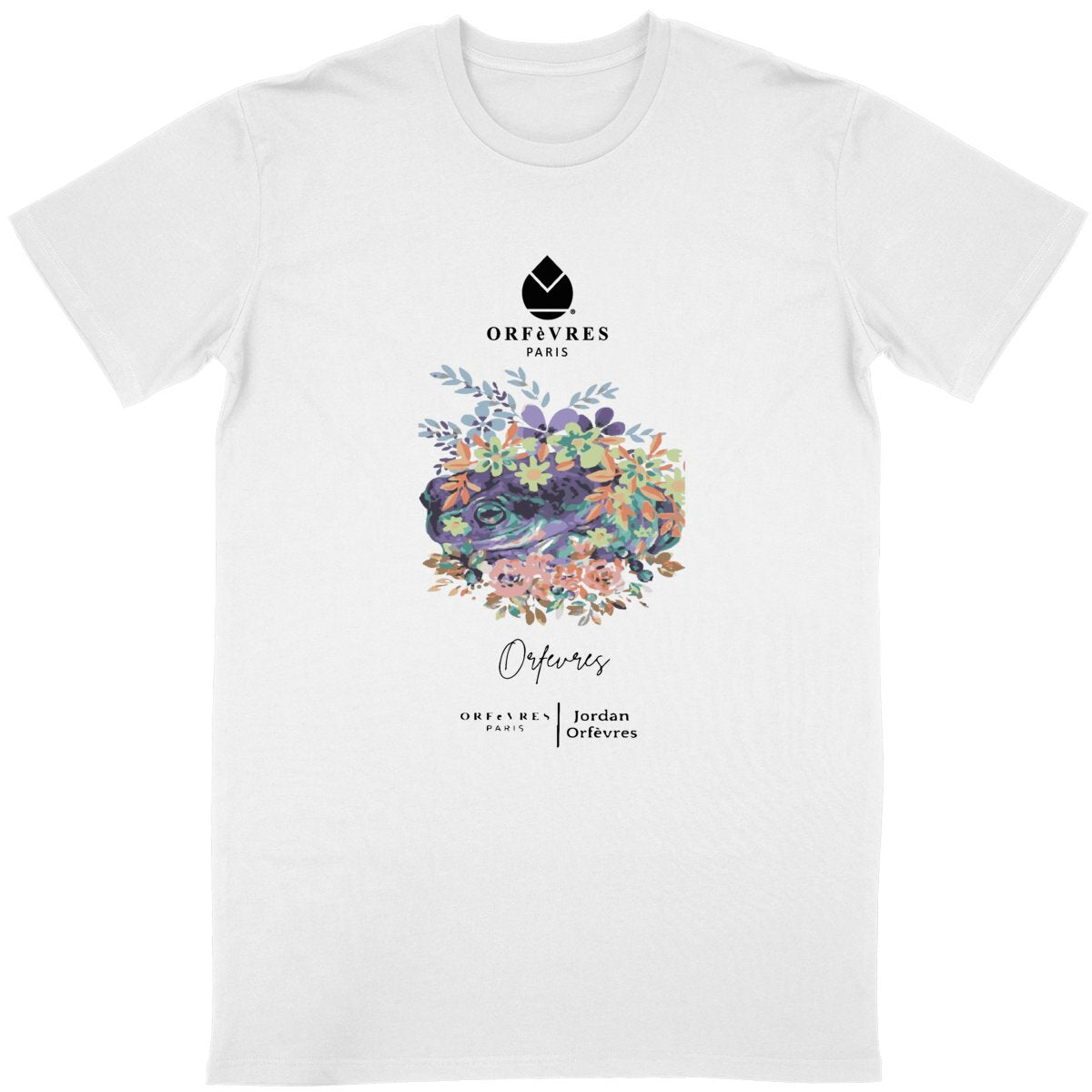 T-shirt blanc Bio Unisex-Orfèvres Paris- Frog Grava.
