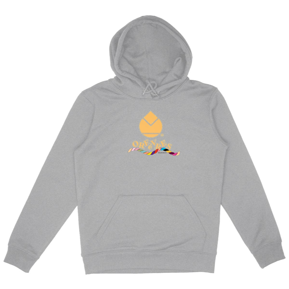 Sweat à capuche Epais Unisexe Orfèvres Orange Rainbow. - face_gris