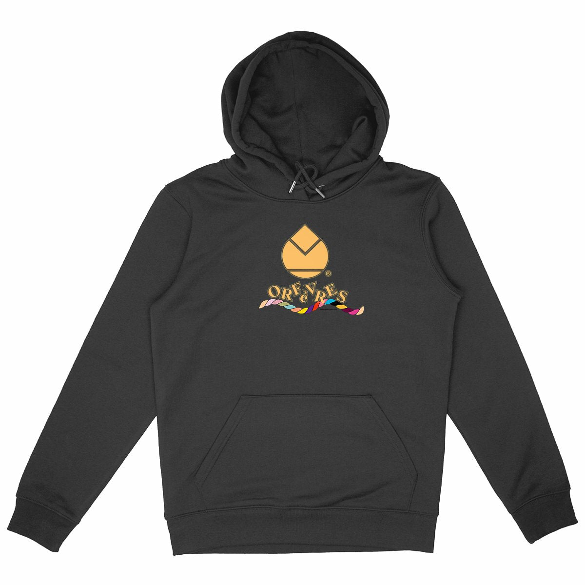 Sweat à capuche Epais Unisexe Orfèvres Orange Rainbow. - face_noir