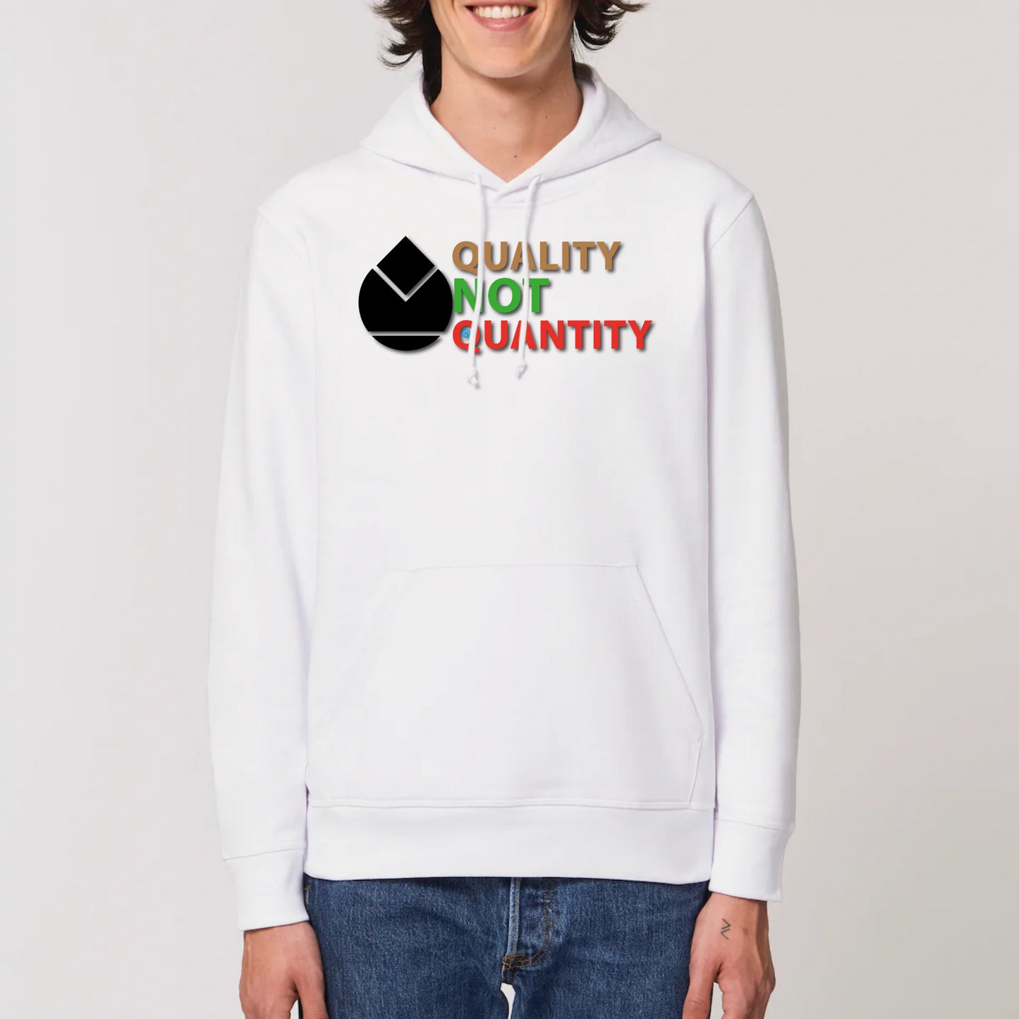 Sweat à capuche Unisexe Premium Orfèvres QUALITY NOT QUANTITY North coloris.