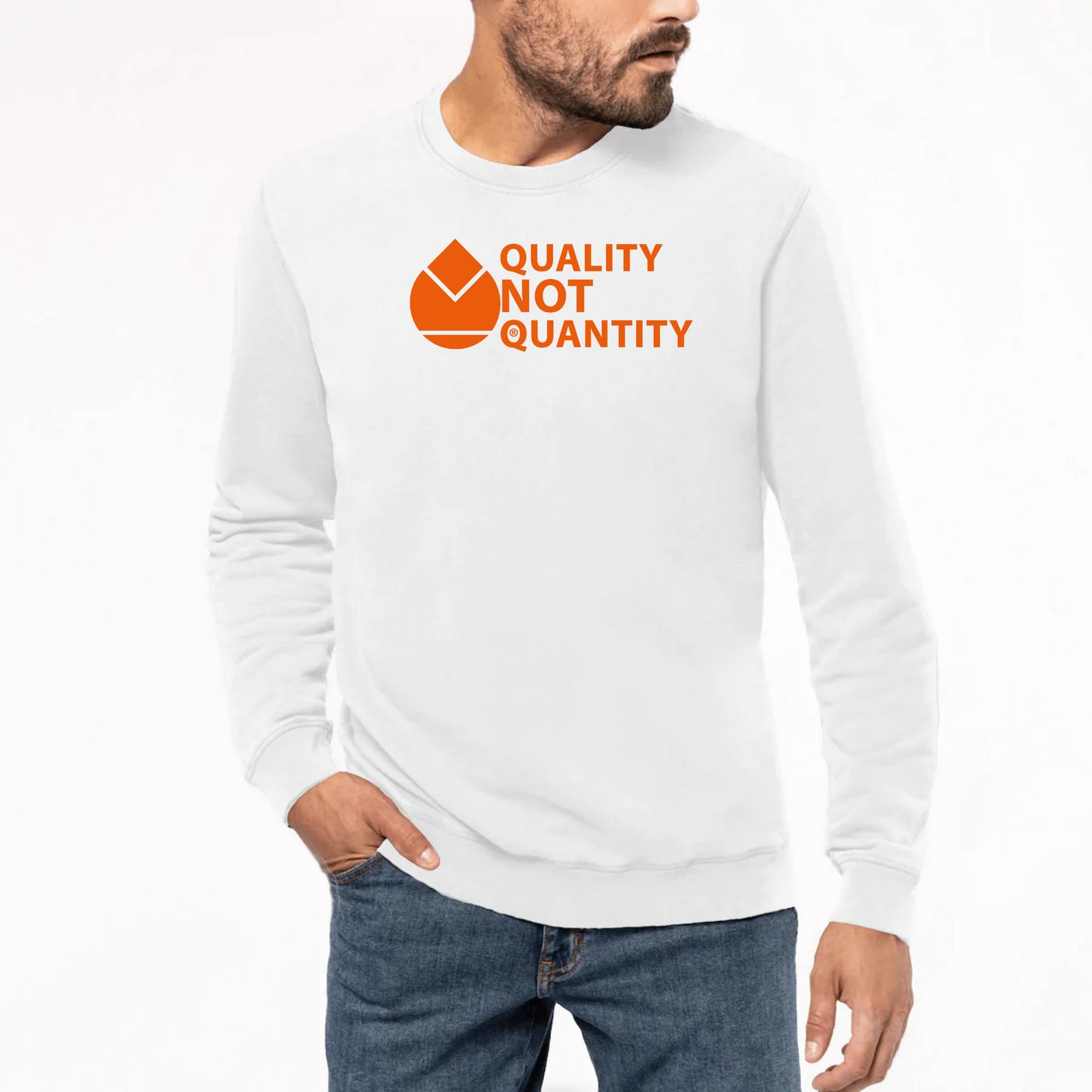 Sweat-shirt Unisexe Premium Orfèvres QUALITY NOT QUANTITY 
Orange.