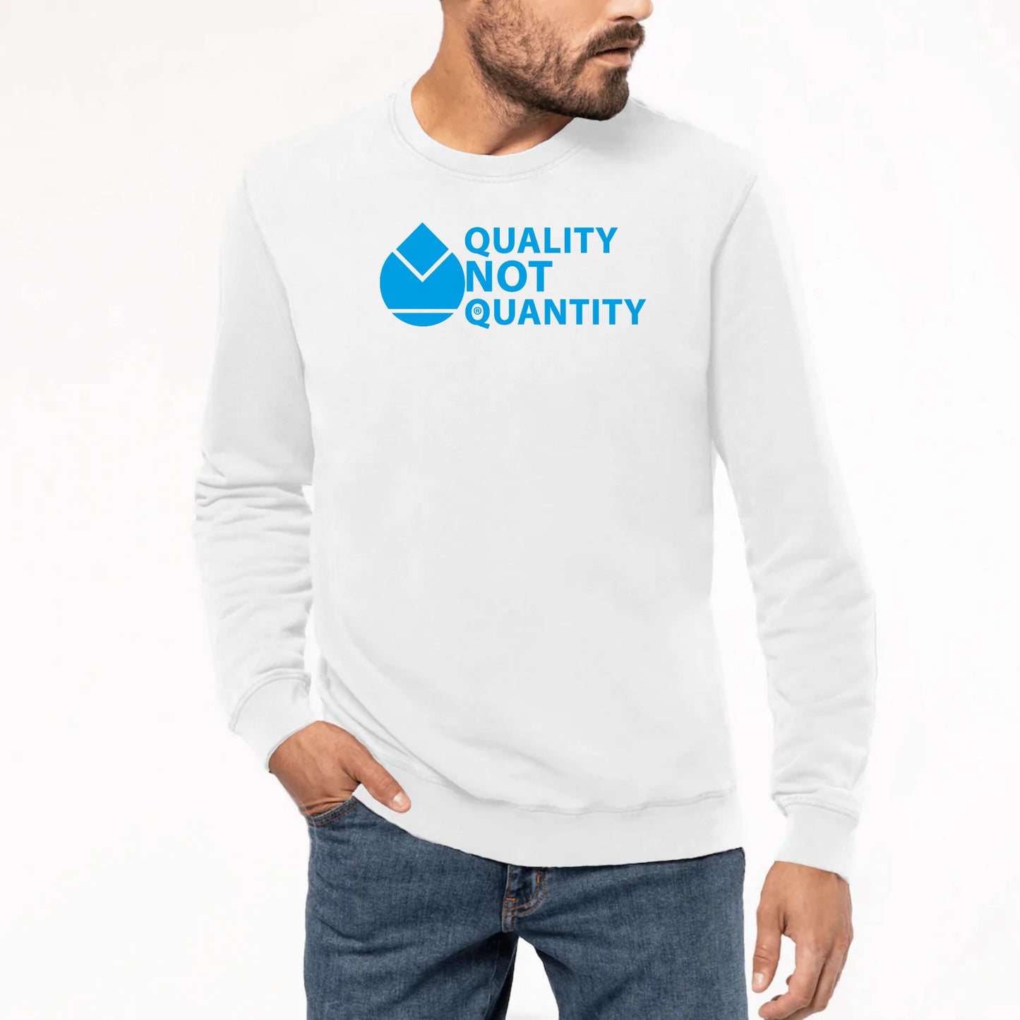 Sweat-shirt Unisexe Premium Orfèvres QUALITY NOT QUANTITY 
Bleu.