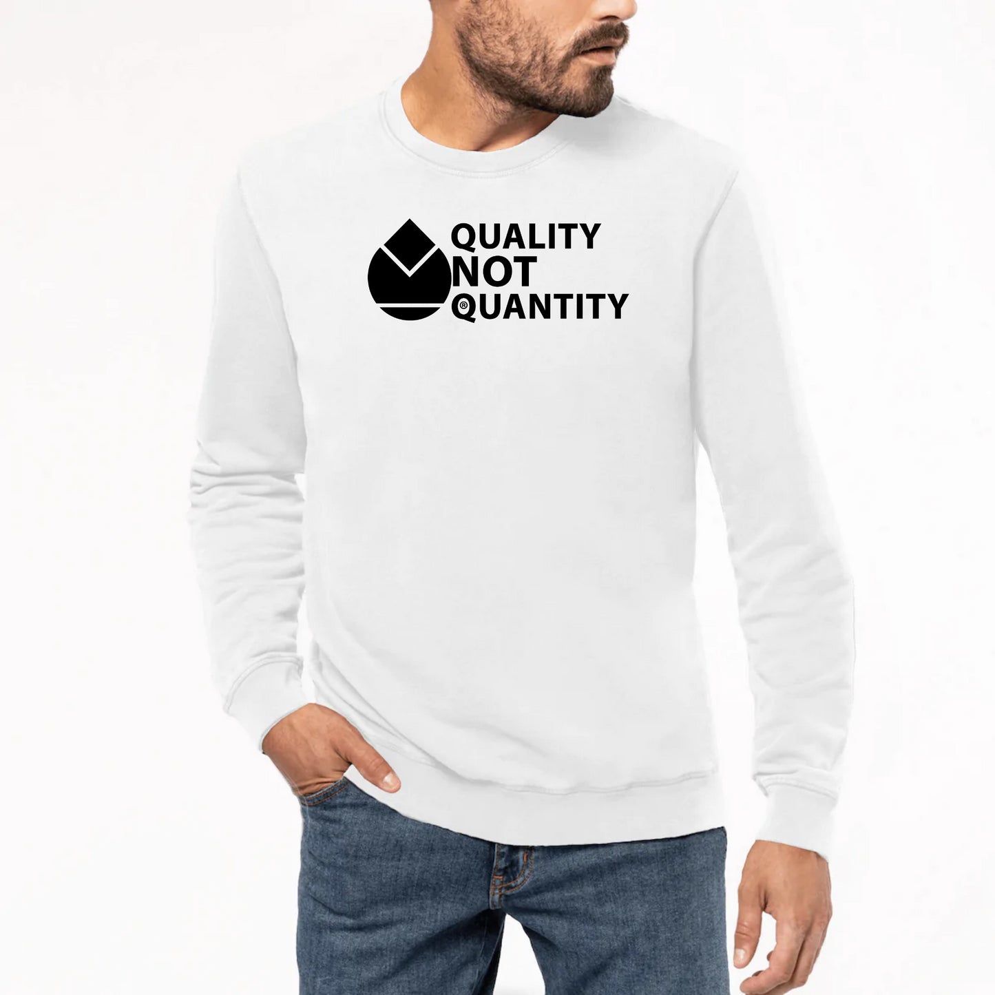 Sweat-shirt Unisexe Premium Orfèvres QUALITY NOT QUANTITY 
Noir.