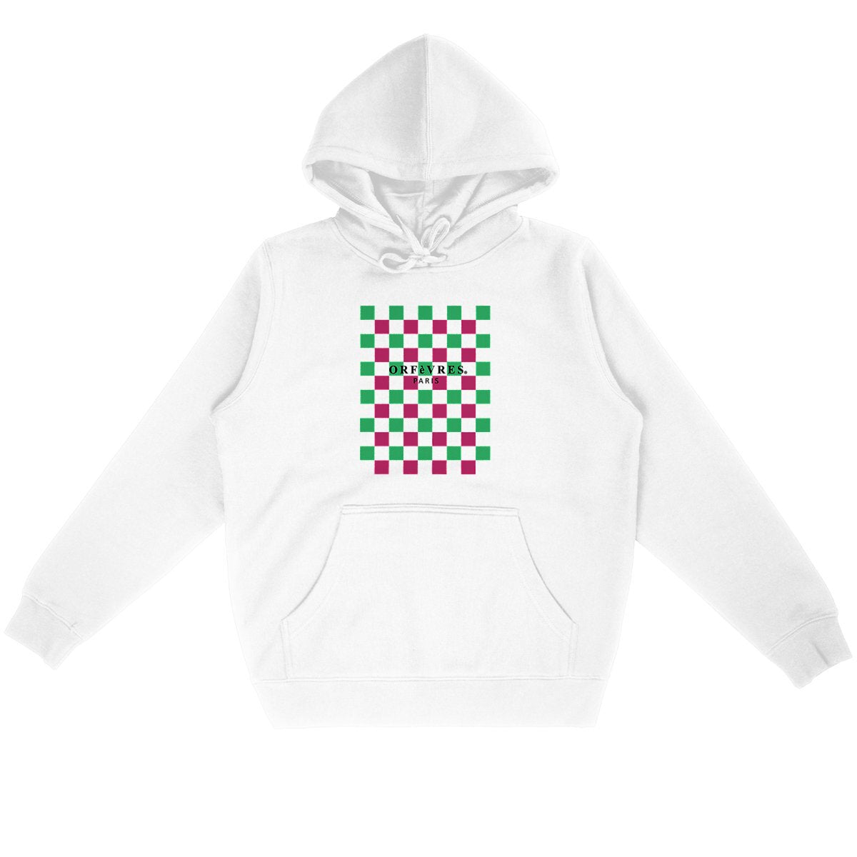 Sweat à capuche blanc Bio -ORFèVRES- Tablier Colors.