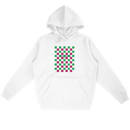 Sweat à capuche blanc Bio -ORFèVRES- Tablier Colors.